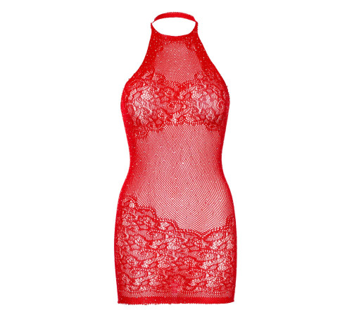 Сукня-сітка зі стразами Leg Avenue Rhinestone halter mini dress Red, відкрита спина, one size