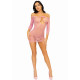 Сукня-сітка з сердечками Leg Avenue Heart net mini dress Pink, зав’язки, відкриті плечі, one size