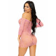 Сукня-сітка з сердечками Leg Avenue Heart net mini dress Pink, зав’язки, відкриті плечі, one size