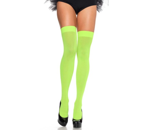 Щільні неонові панчохи Leg Avenue Nylon Thigh Highs Neon Green, one size