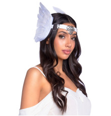 Пов’язка на голову з крилами Leg Avenue Feather headband White, пір’я та натуральна шкіра