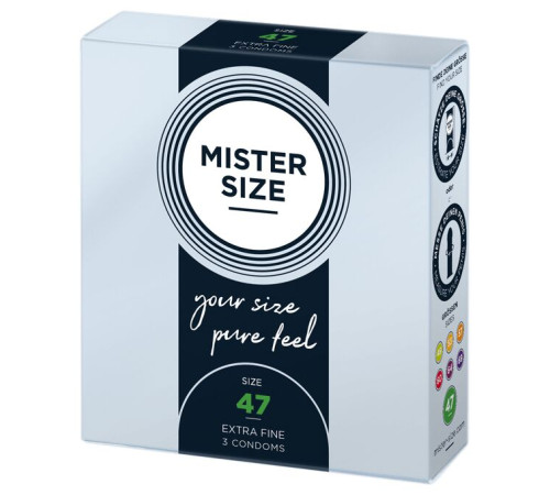 Презервативи Mister Size - pure feel - 47 (3 condoms), товщина 0,05 мм