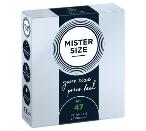 Презервативи Mister Size - pure feel - 47 (3 condoms), товщина 0,05 мм