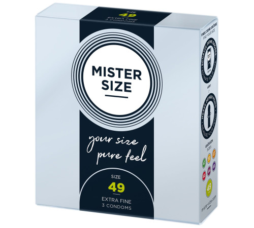 Презервативи Mister Size - pure feel - 49 (3 condoms), товщина 0,05 мм