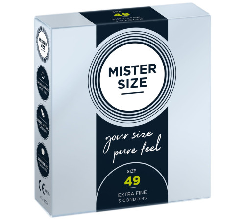 Презервативи Mister Size - pure feel - 49 (3 condoms), товщина 0,05 мм