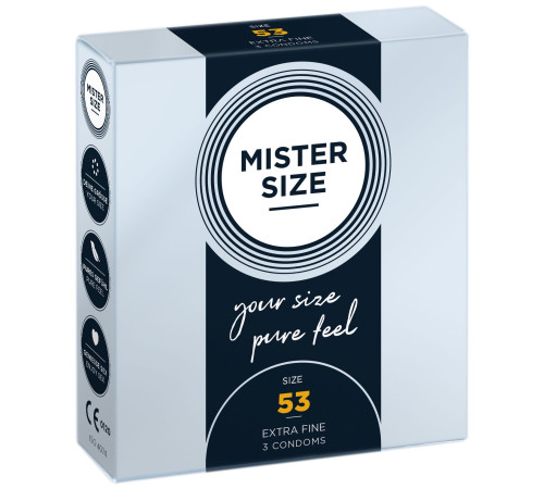 Презервативи Mister Size - pure feel - 53 (3 condoms), товщина 0,05 мм