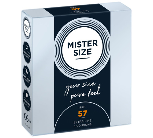 Презервативи Mister Size - pure feel - 57 (3 condoms), товщина 0,05 мм