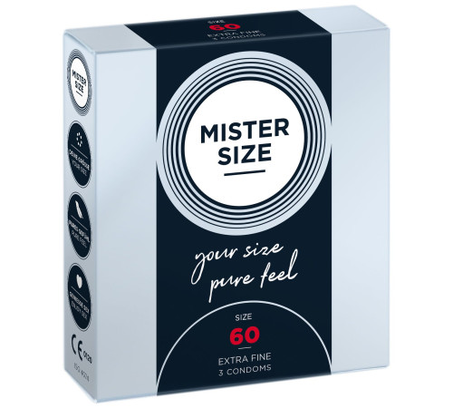 Презервативи Mister Size - pure feel - 60 (3 condoms), товщина 0,05 мм