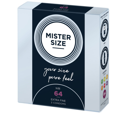 Презервативи Mister Size - pure feel - 64 (3 condoms), товщина 0,05 мм