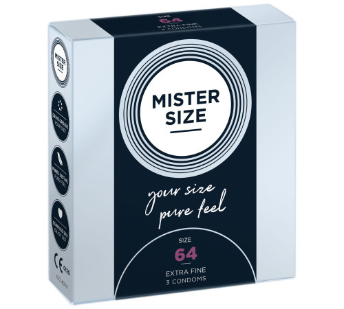 Презервативи Mister Size - pure feel - 64 (3 condoms), товщина 0,05 мм