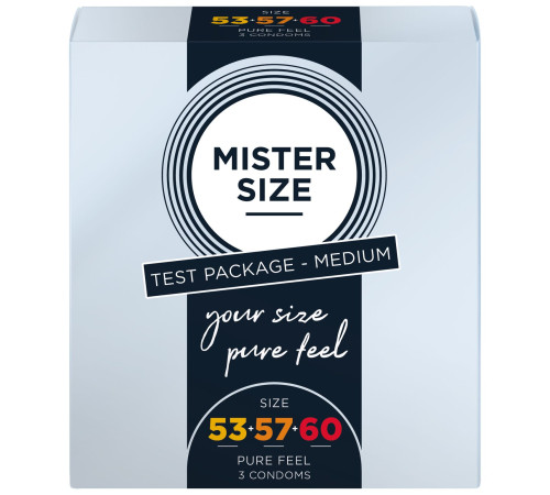 Набір презервативів Mister Size - pure feel - 53–57–60 (3 condoms), 3 розміри, товщина 0,05 мм