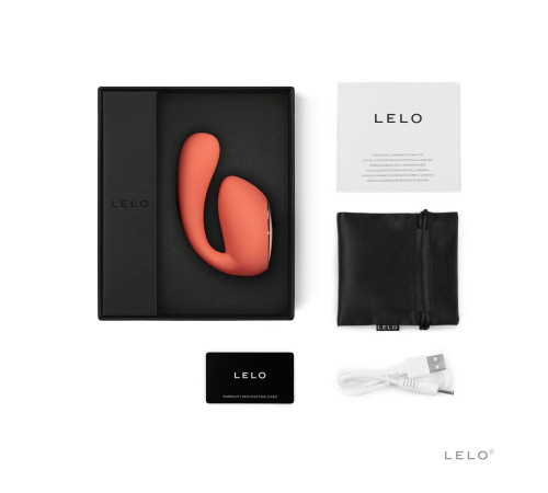 Смарт-вібратор LELO Ida Wave Coral Red, вагінально-кліторальний, технологія WaveMotion, 2 мотори