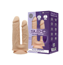 Подвійний фалоімітатор з вібрацією SilexD Double Gusto Vibro Flesh (Model 1 size 8" & 7") + LRS, діа