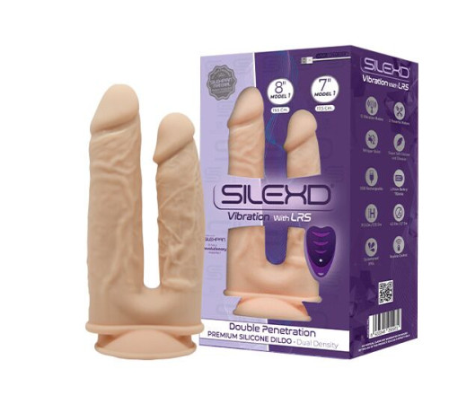 Подвійний фалоімітатор з вібрацією SilexD Double Gusto Vibro Flesh (Model 1 size 8" & 7") + LRS, діа