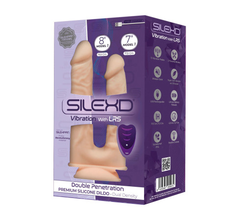 Подвійний фалоімітатор з вібрацією SilexD Double Gusto Vibro Flesh (Model 1 size 8" & 7") + LRS, діа