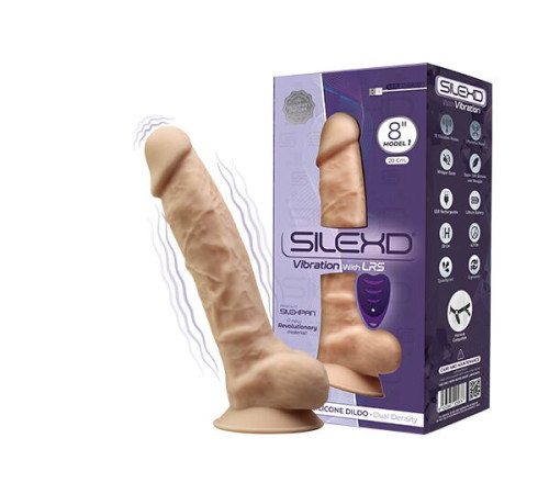 Фалоімітатор з вібрацією SilexD Vetus Vibro Flesh (MODEL 1 size 8in) + LRS, двошаровий, діам. 4,2 см