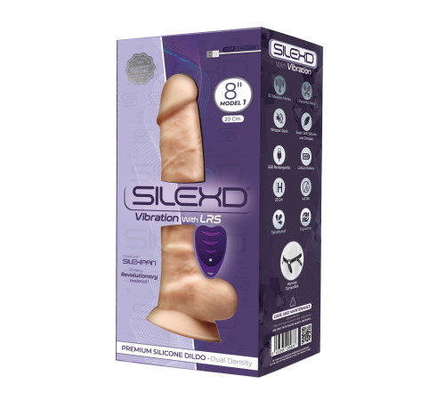 Фалоімітатор з вібрацією SilexD Vetus Vibro Flesh (MODEL 1 size 8in) + LRS, двошаровий, діам. 4,2 см