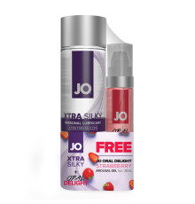 Комплект JO GWP - Xtra Silky Silicone (120 мл) & Oral Delight - Strawberry (30 мл)