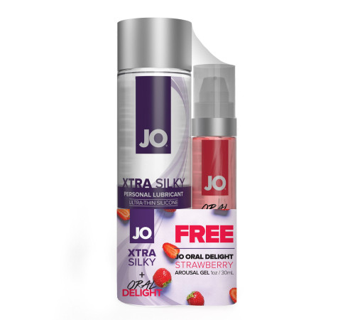 Комплект JO GWP - Xtra Silky Silicone (120 мл) & Oral Delight - Strawberry (30 мл)