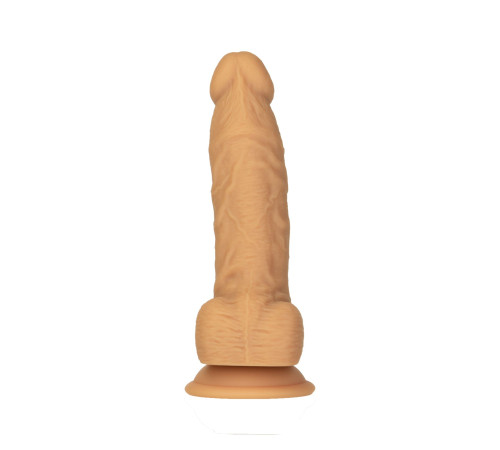 Фалоімітатор ADDICTION Dual Density Silicone Dildo Caramel 8″, присоска, діаметр 4,3 см, віброкуля в