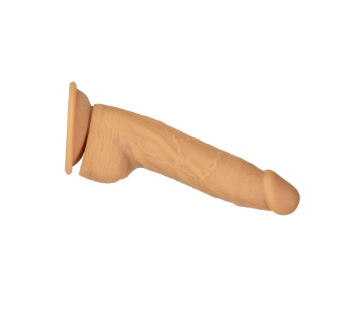 Фалоімітатор ADDICTION Dual Density Silicone Dildo Caramel 8″, присоска, діаметр 4,3 см, віброкуля в