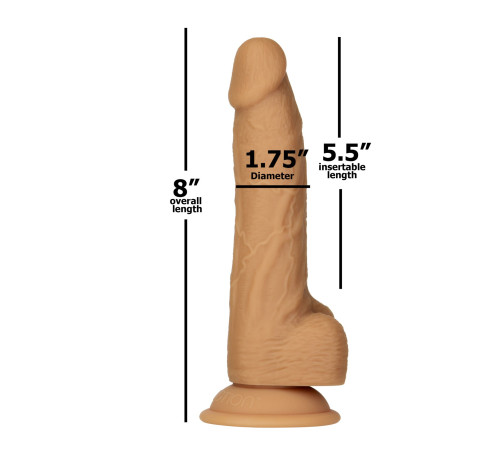 Фалоімітатор ADDICTION Dual Density Silicone Dildo Caramel 8″, присоска, діаметр 4,3 см, віброкуля в