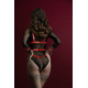 Жіноча збруя з ланцюгом та фіксаторами Feral Feelings Harness with Cuffs Red