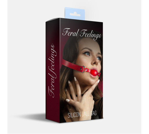 Кляп силіконовий Feral Feelings Silicon Ball Gag Red/Red, червоний ремінець, червона кулька