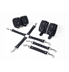 Набір для БДСМ 3 в 1 Feral Feelings BDSM Kit 3 Black, black, наручники, поножі, хрестовина