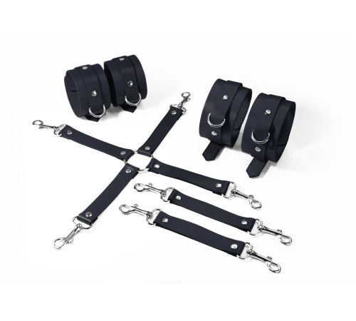 Набір для БДСМ 3 в 1 Feral Feelings BDSM Kit 3 Black, black, наручники, поножі, хрестовина