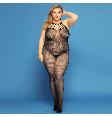 Сітчастий бодістокінг JSY «Відверта Мадлен» Plus Size, Black, імітація боді, мереживо, доступ