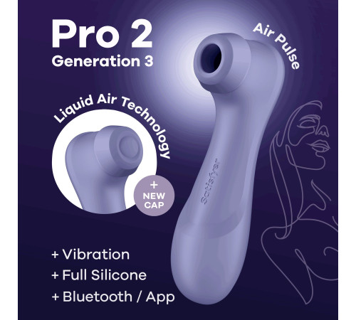 Вакуумний кліторальний стимулятор Satisfyer Pro 2 Generation 3 with Liquid Air Connect App Lilac