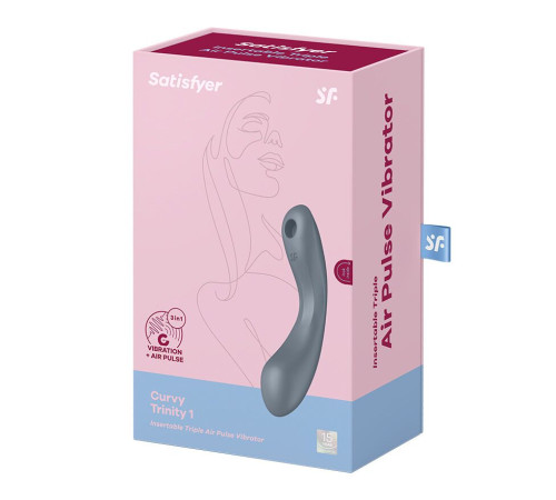 Вакуумний стимулятор з вібрацією Satisfyer Curvy Trinity 1 Bluegrey, іграшка 3в1