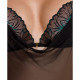 Сорочка Passion DELIENA CHEMISE L/XL black, стрінги із заниженою талією