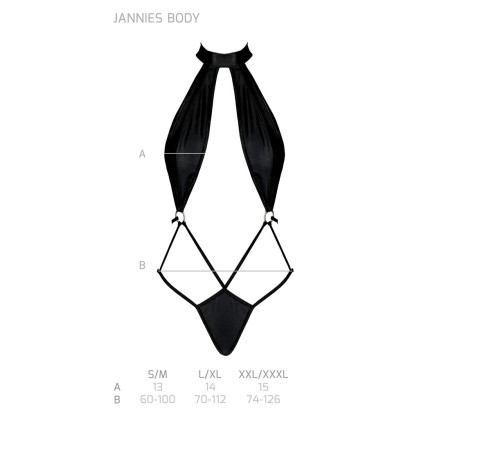 Боді-халтер з екошкіри Passion JANNIES BODY XXL/XXXL black