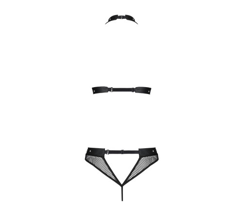 Білизна з відкритим доступом Passion MOONLIGHT SET L/XL black топ, стрінги