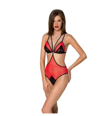 Напівпрозоре боді з мереживом Passion PEONIA BODY L/XL red