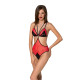 Напівпрозоре боді з мереживом Passion PEONIA BODY S/M red