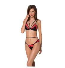 Комплект білизни Passion PEONIA SET L/XL red, бра, трусики