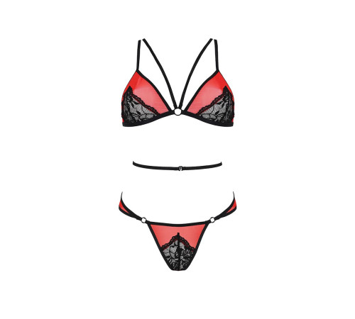 Комплект білизни Passion PEONIA SET L/XL red, бра, трусики