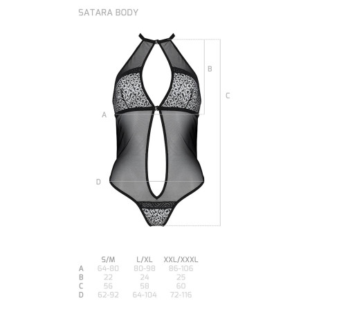 Сітчасте боді з мереживом на грудях Passion SATARA BODY L/XL black