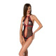 Сітчасте боді з мереживом на грудях Passion SATARA BODY L/XL red