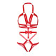 Портупея-тедді з ременів Leg Avenue Studded O-ring harness teddy S Red, екошкіра