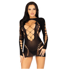 (SALE) Безшовна мінісукня Leg Avenue Long sleeve cut out mini dress One size Black