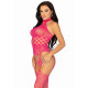 Мереживний бодістокінг з відкритим доступом Leg Avenue High neck lace bodystocking One size Raspberr