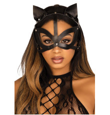 Маска кішки з екошкіри Leg Avenue Vegan leather studded cat mask Black