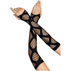 Довгі мітенки Leg Avenue Faux wrap net arm warmers One size Black, велика сітка