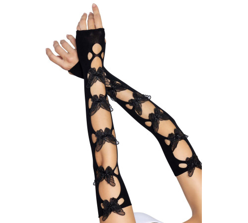 Мітенки Leg Avenue Butterfly applique arm warmers Black, метелики