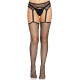 Панчохи-сітка Leg Avenue Net stockings with garter belt One size Black, пояс, підв’язки