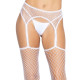 Панчохи-сітка Leg Avenue Net stockings with garter belt One size White, пояс, підв’язки